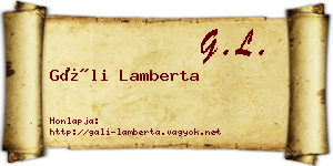 Gáli Lamberta névjegykártya